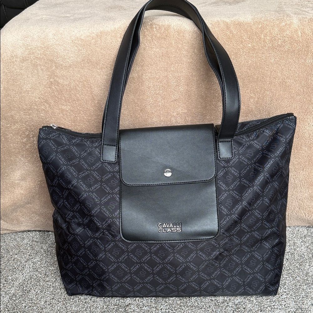 Cavalli Class by Roberto Cavalli Black Monogram Tote Bag - NWOT